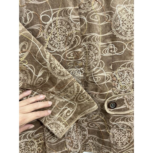 Coldwater Creek Jacket Womens 8 Brown Embroidered Asian Collar Boho NWT - Picture 6 of 12